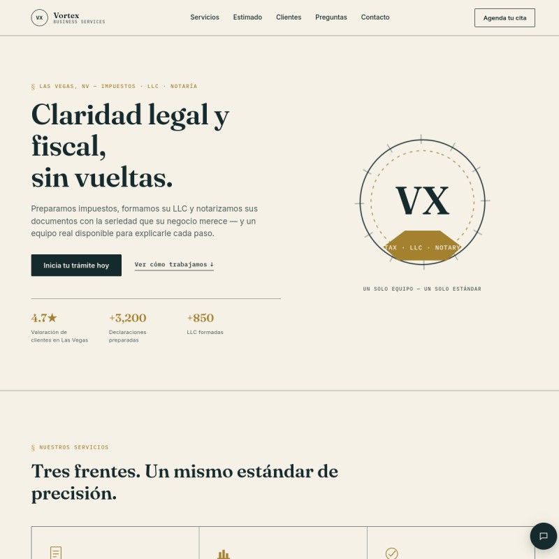 Vortex Business Services website preview